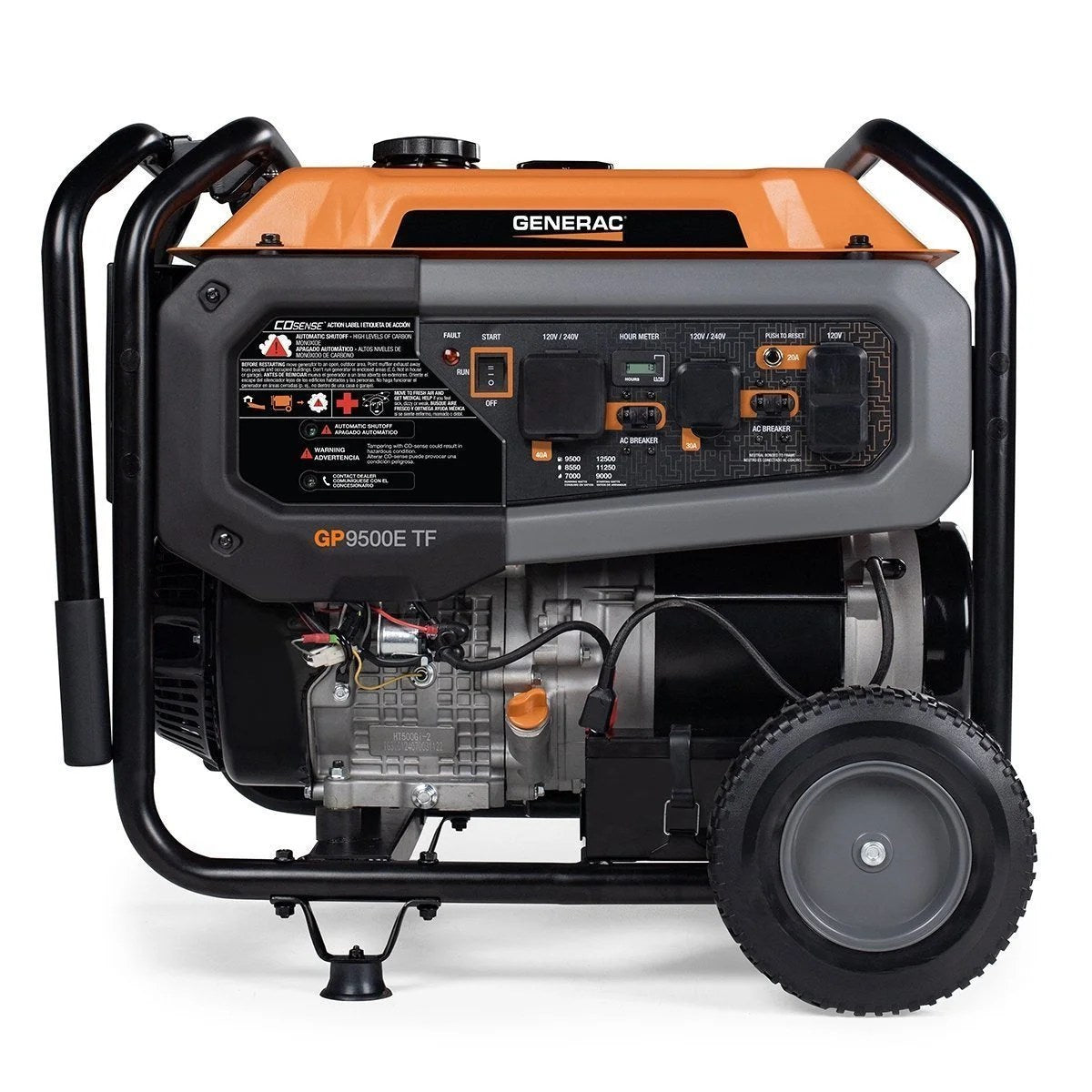 Casavibeo GP9500E portable generator with tri-fuel capability, showing its rugged design and control panel for outdoor power needs.