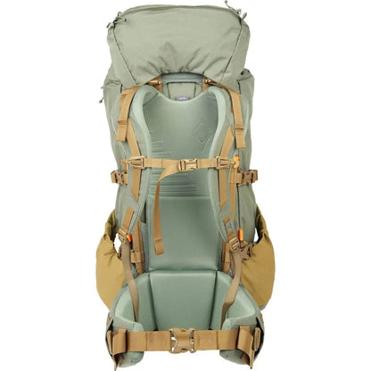 Casavibeo Mystery Ranch Metcalf 75 hiking backpack with multiple compartments and padded shoulder straps, side pockets, and durable material.