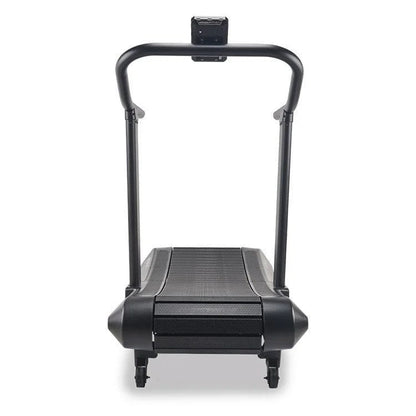 Casavibeo Assault Fitness AssaultRunner Pro treadmill showing a sleek black running deck and control panel in a gym setting.