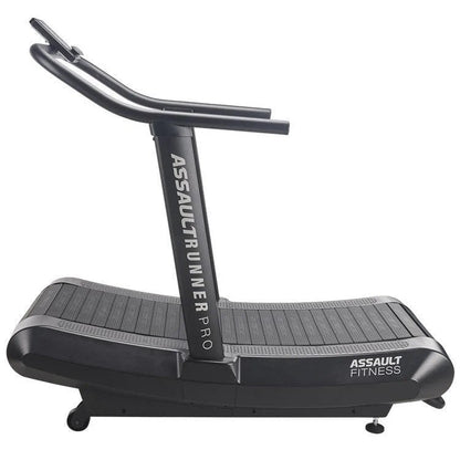 Casavibeo Assault Fitness AssaultRunner Pro treadmill showing running belt and control panel for intense cardio workouts.