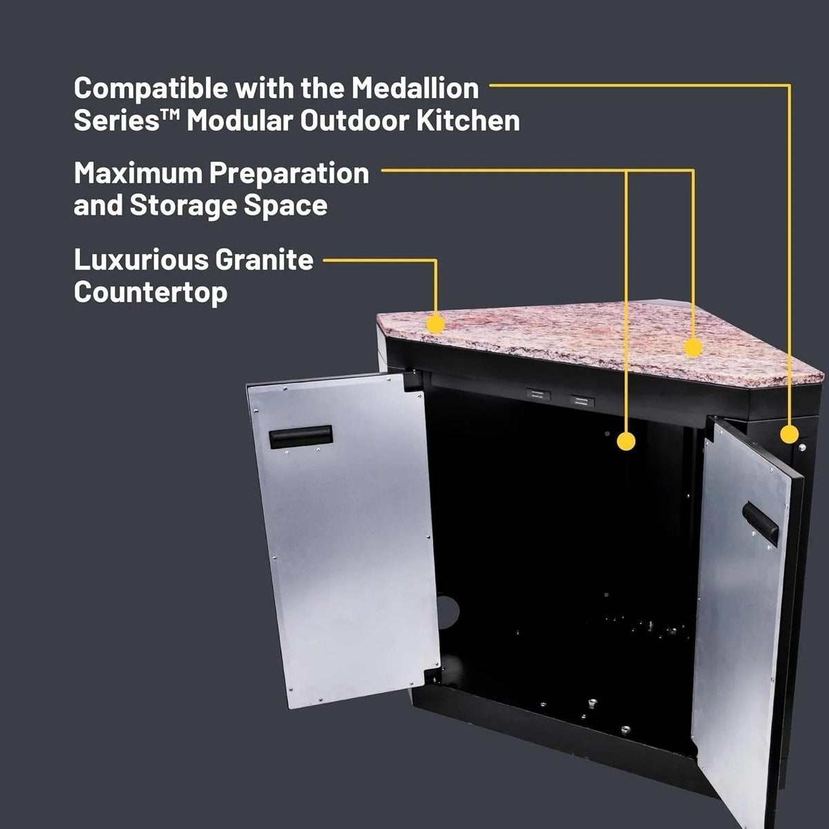 Casavibeo Charbroil Medallion Series modular outdoor kitchen with stainless steel appliances and built-in grill setup