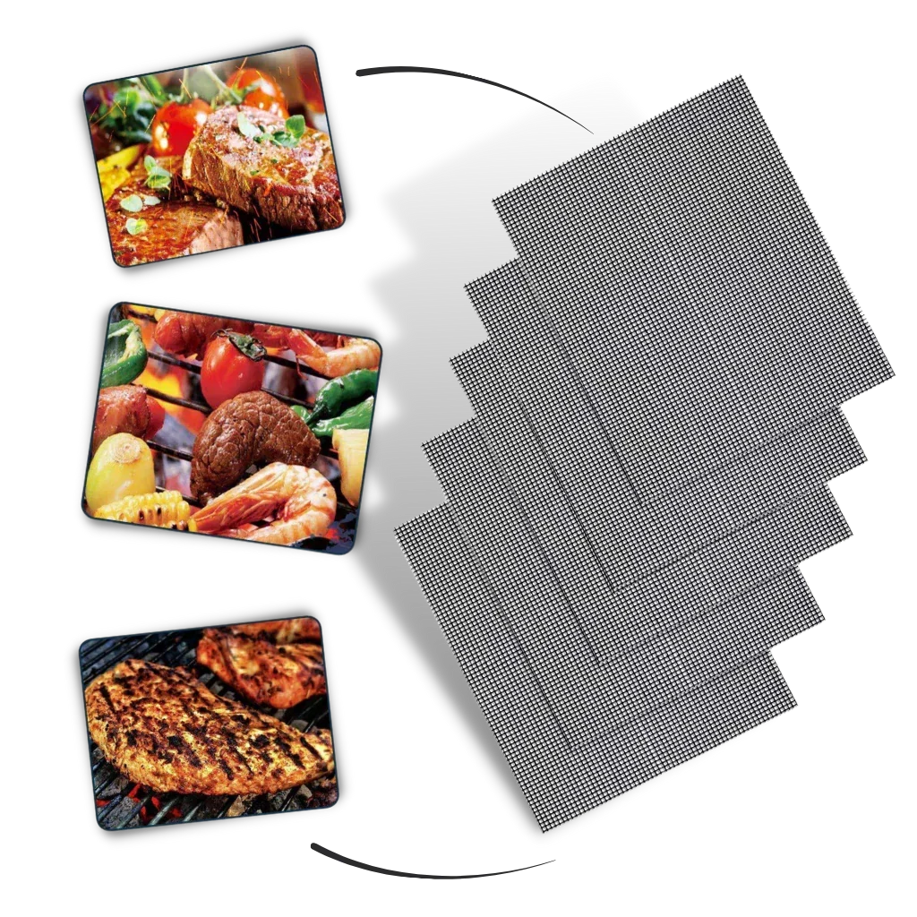 Belro grill mat for kitchen and outdoor grilling, non-stick surface, heat-resistant, ideal for preventing food sticking and flare-ups