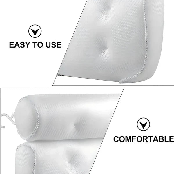Belro relaxing bath cushion headrest and back pillow for bathtub, soft and supportive for comfortable bathing.