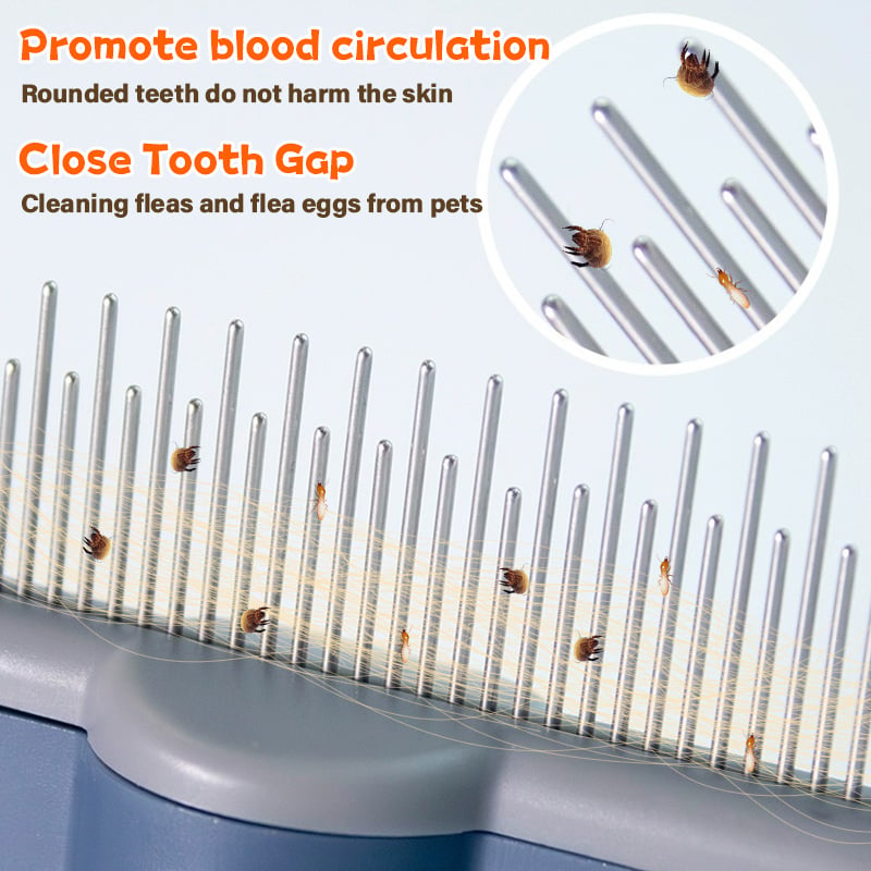 Belro flea comb for dogs and cats, pet grooming tool with fine teeth for removing fleas and debris from pet fur.