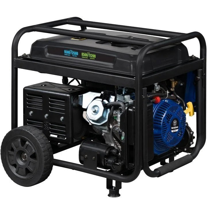 Casavibeo Westinghouse WGen9500DF portable generator with dual fuel capability and large control panel, ready for outdoor power needs.