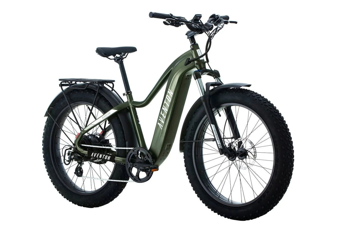 Casavibeo Aventon Aventure.2 electric bicycle with black frame, ergonomic design, and 27.5-inch wheels, suitable for urban commuting.