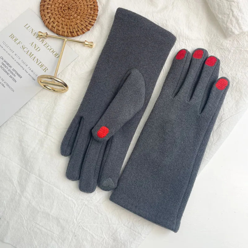 Belro touch screen winter gloves featuring a stylish nail polish design, designed for cold weather and easy phone use.