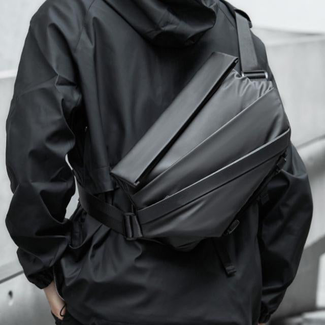 Belro men's sling bag for electronics and cameras, compact and stylish with adjustable strap and multiple compartments.