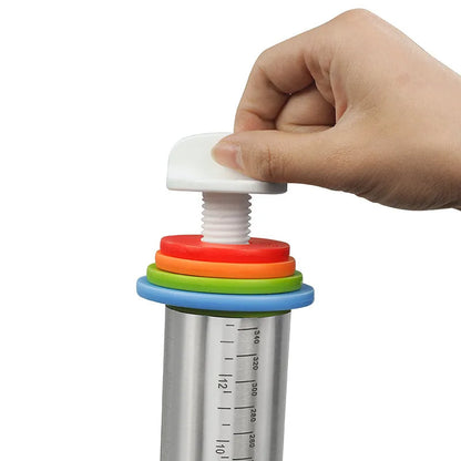 Belro adjustable rolling pin with rings for even dough thickness, ideal for baking and kitchen precision.
