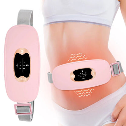 Belro smart heating massage belt for menstrual cramps, black and adjustable, designed to provide pain relief during periods