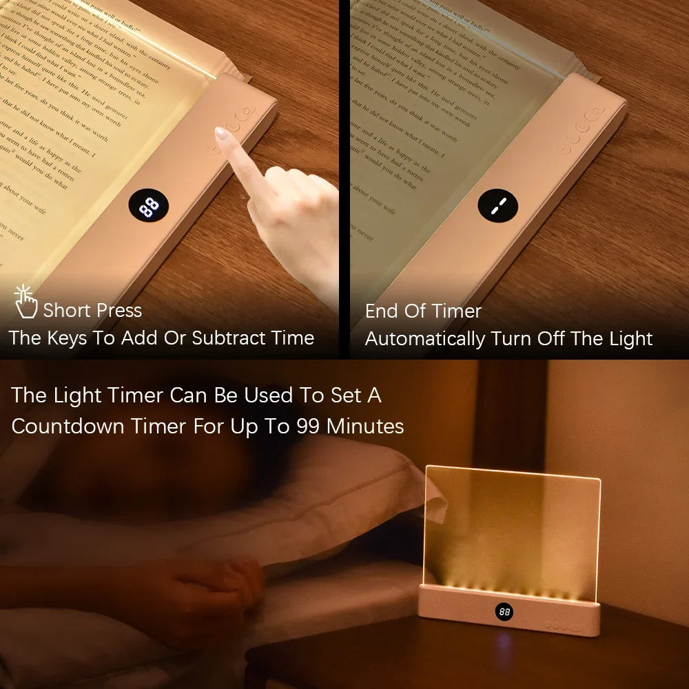 Belro LED night vision flat panel reading light for office and stationery, showcasing its slim design and adjustable brightness.