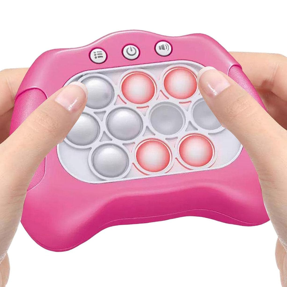 Belro Rapid Pop Light Up Fidget Bubble Game Console, handheld electronic device with colorful illuminated bubbles for stress relief and entertainment
