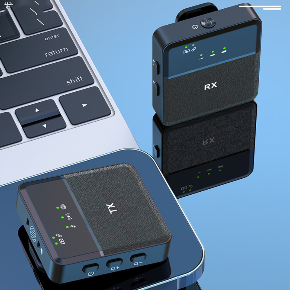 Belro wireless Bluetooth lavalier lapel microphone with clip, compact design, ideal for audio recording and interviews.