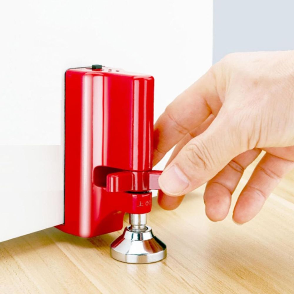 Belro portable anti-theft safety alarm door stopper for kids, shown in use on a door to enhance security and child safety.