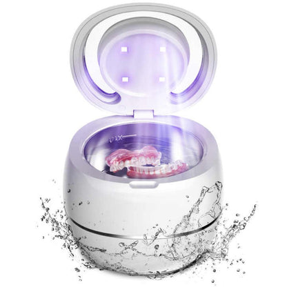 Belro ultrasonic portable denture cleaner machine on a countertop, compact and easy to use for home denture cleaning.