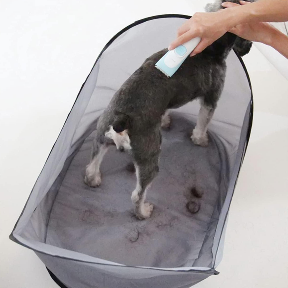 Belro waterproof pet hair catcher for dogs and cats, used for grooming to collect shed hair during brushing and grooming sessions.