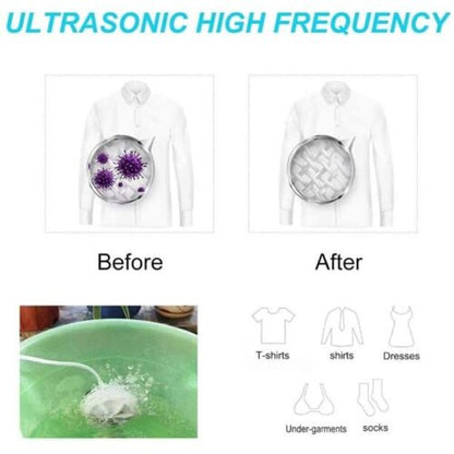Belro Mini Ultrasonic Washing Machine for home and outdoor use, compact device with control panel and stainless steel drum.