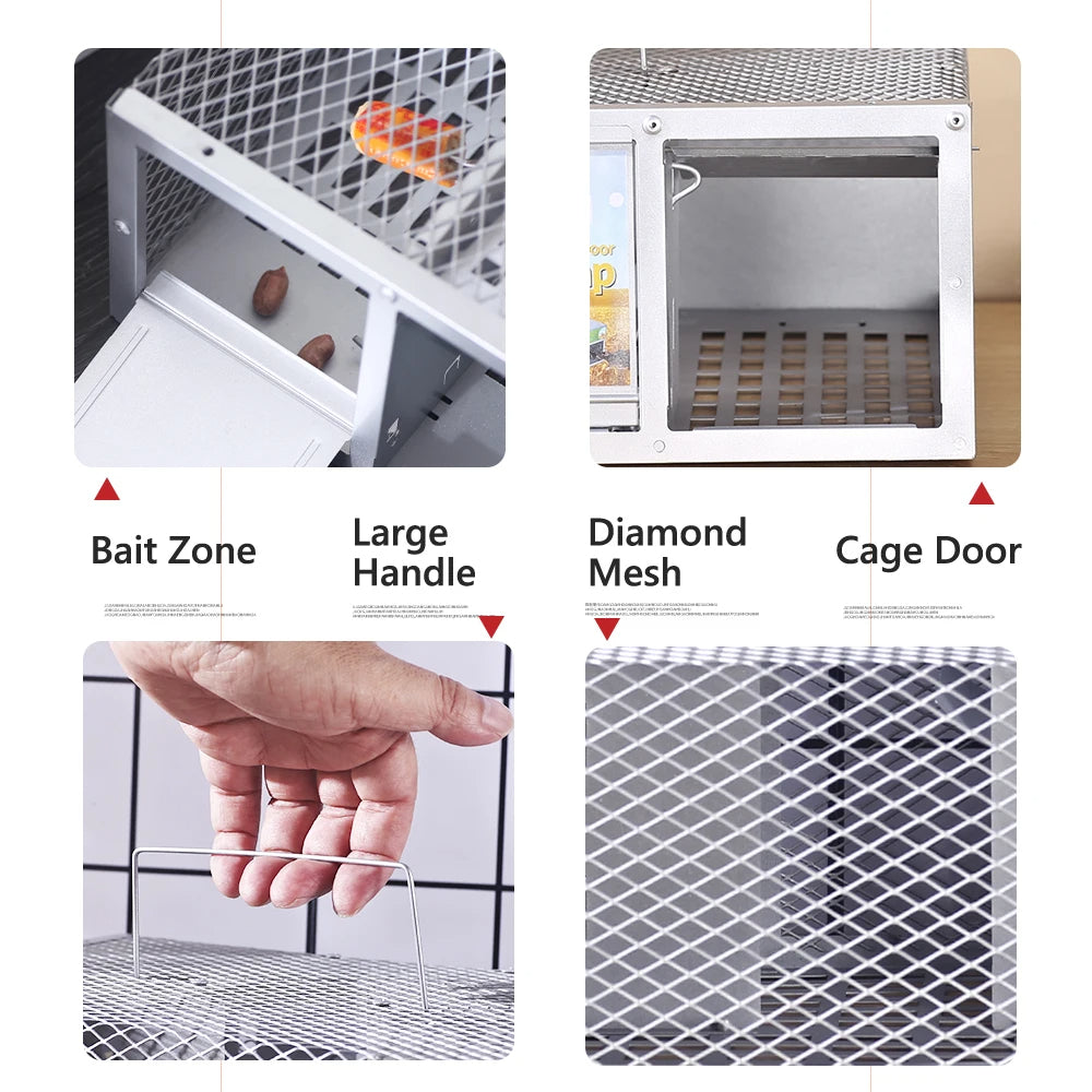 Belro reusable metal mouse trap with a single door, designed for outdoor pest control in home and garden settings.