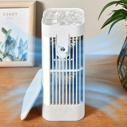 Belro mini portable air conditioner desk fan with spray cooling, compact outdoor home and garden fan for personal cooling.