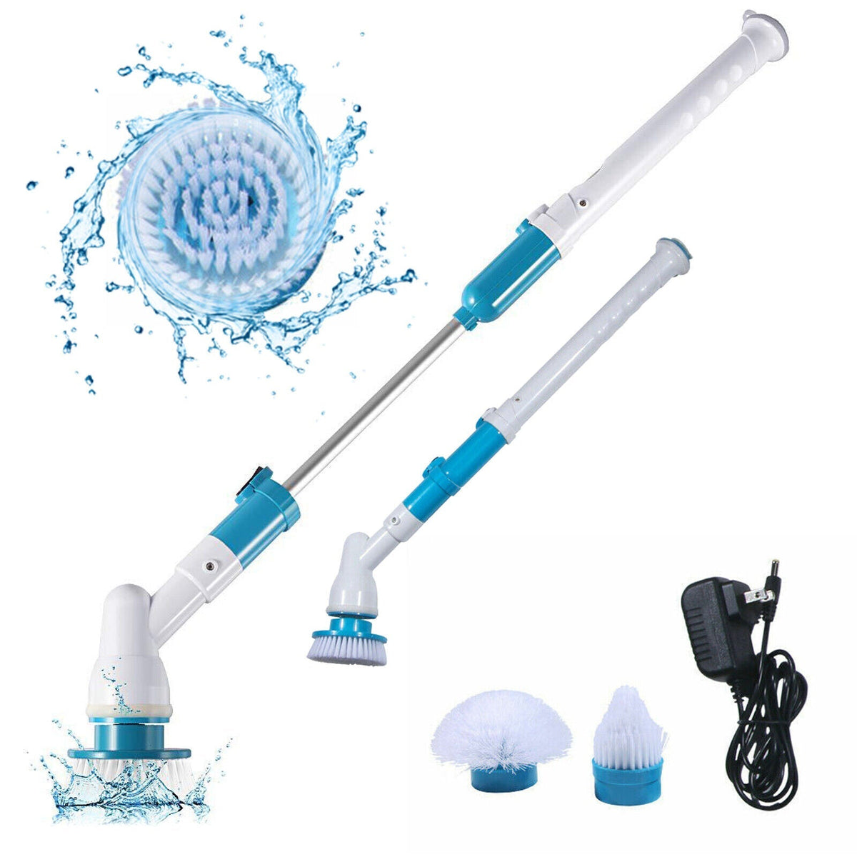 Belro electric spin scrubber for cleaning, showing a handheld electric cleaning tool with rotating brush heads for home and garden use.