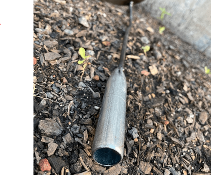 Belro All Steel Hollow Hoe for gardening, with a sturdy metal blade and handle, designed for outdoor garden tasks and soil cultivation.