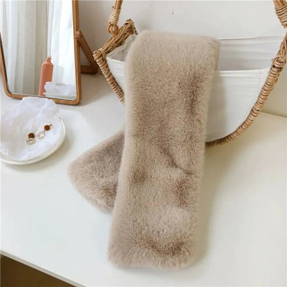 Belro faux fur cross collar neck warmer winter scarf with plush fur and stylish design, perfect for cold weather accessories.