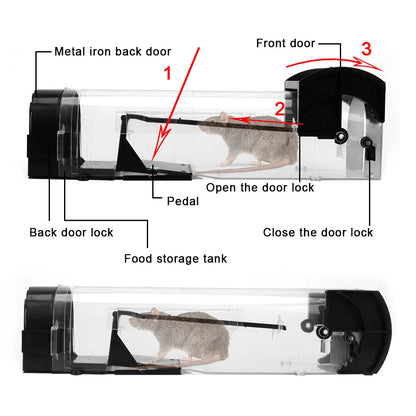 Belro self-locking reusable humane mouse trap for home and garden, designed to safely catch mice without harm.