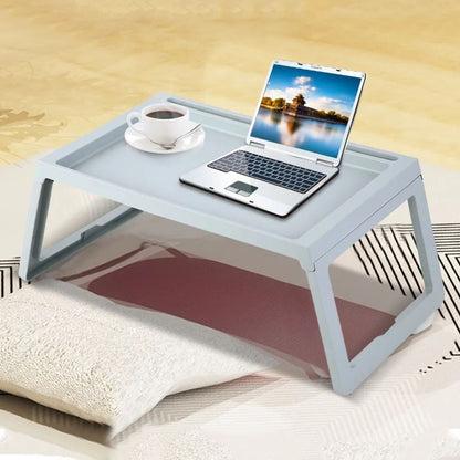 Belro foldable bed serving tray with wood finish, featuring raised edges and foldable design for convenient home and garden use.