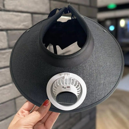 Belro wide brim sun hat with built-in solar-powered fan, lightweight accessory ideal for outdoor summer protection