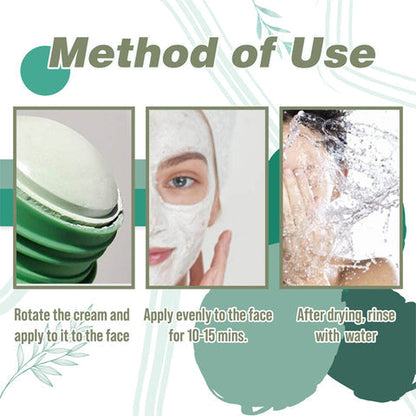 Belro Green Tea Clay Deep Cleanse Mask Stick showing the green clay mask on a sleek applicator stick.