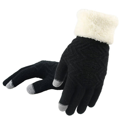 Belro plush-lined knitted gloves with touch screen fingertips, cozy winter accessories for cold weather.