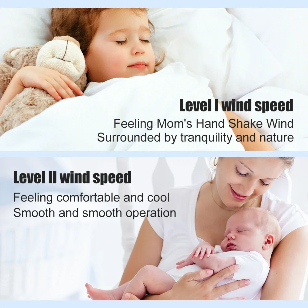 Belro mini desktop USB bladeless air conditioner cooling fan on a desk, compact home electronics appliance.