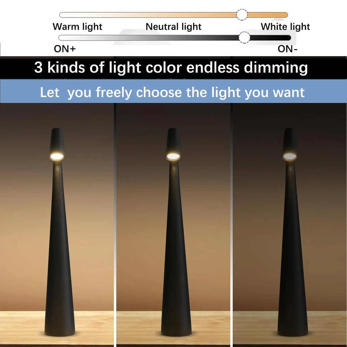 Belro touch control reading light with tri-color dimming, outdoor home and garden lighting, sleek design and adjustable brightness