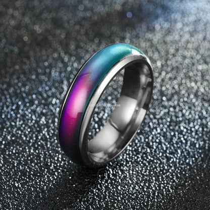 Belro stainless steel mood ring with color-changing gemstone, jewelry accessory, stylish and unique jewelry piece