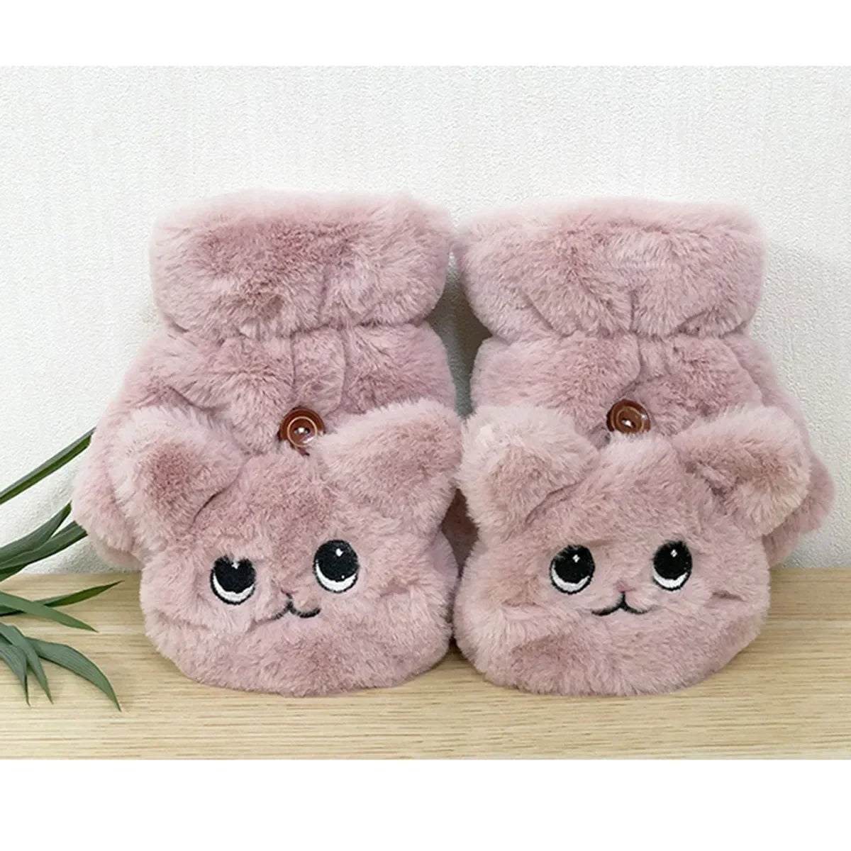 Belro plush animal fingerless gloves showing soft, colorful fabric and playful animal design for cozy winter wear.