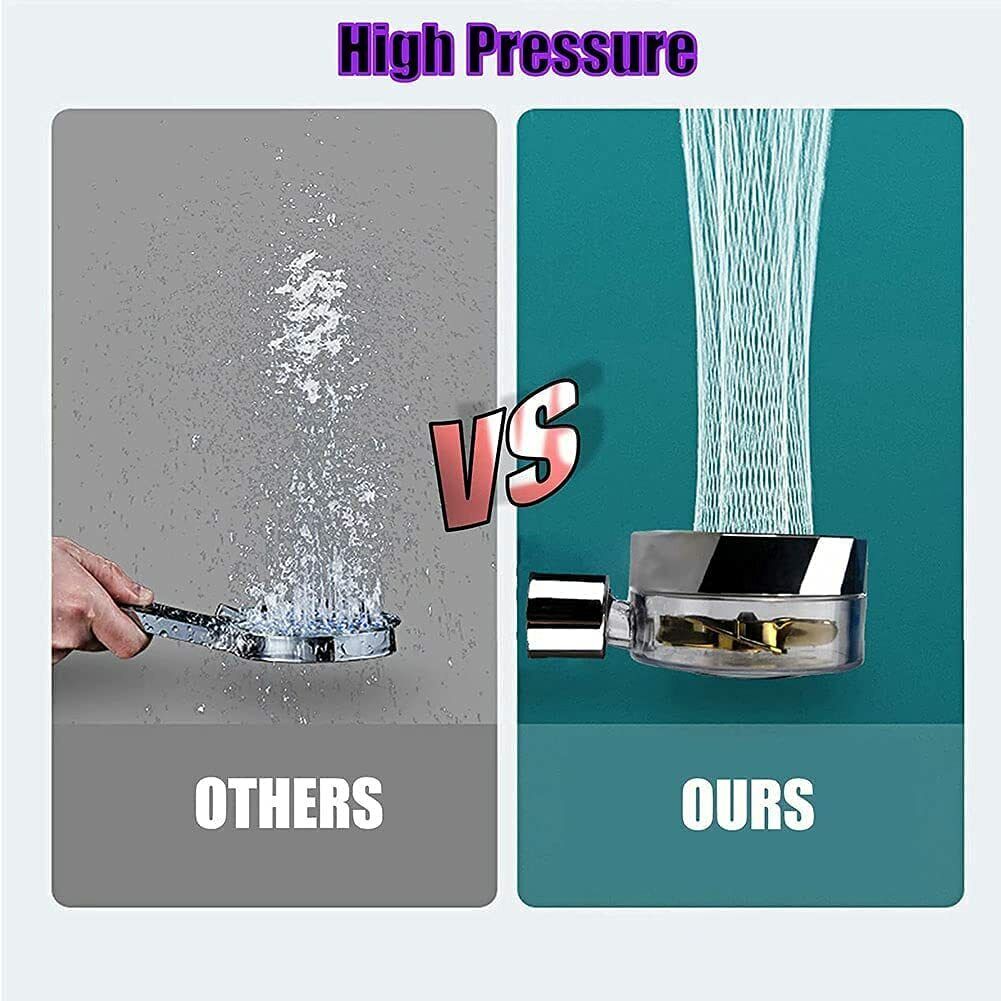 Belro Turbo Propeller Shower Head with multiple spray settings, mounted on a bathroom wall, showcasing its sleek design and efficient water flow.