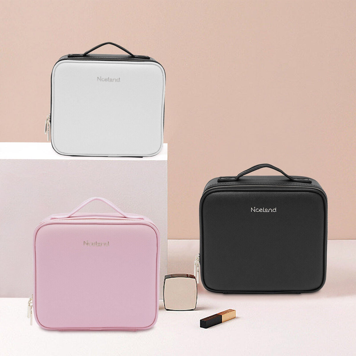 Belro makeup bag with zipper closure, compact travel storage for cosmetics and beauty essentials.