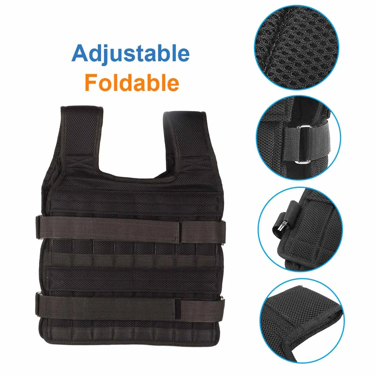 Belro heavy-duty workout vest for men, weight training clothing, shown in black with adjustable straps and padded design.