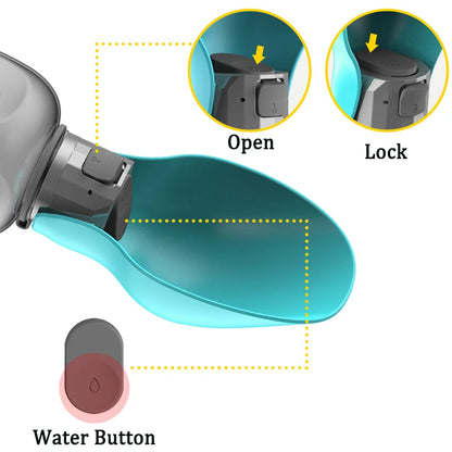 Belro portable dog water bottle for pets, compact design with a built-in water dispenser and clip for easy carrying.