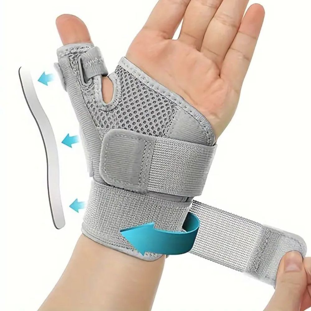 Belro flexible thumb support wrist splint for sprain recovery, adjustable accessories with secure strap and breathable material.