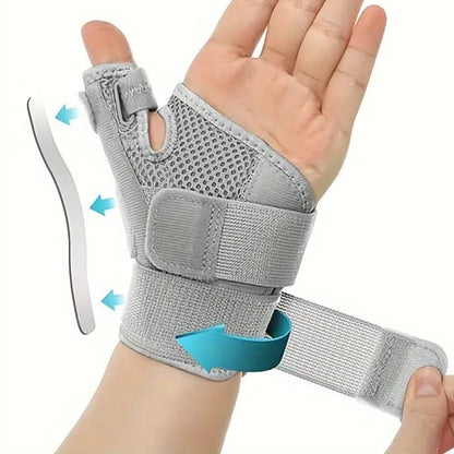 Belro flexible thumb support wrist splint for sprain recovery, adjustable accessories with secure strap and breathable material.