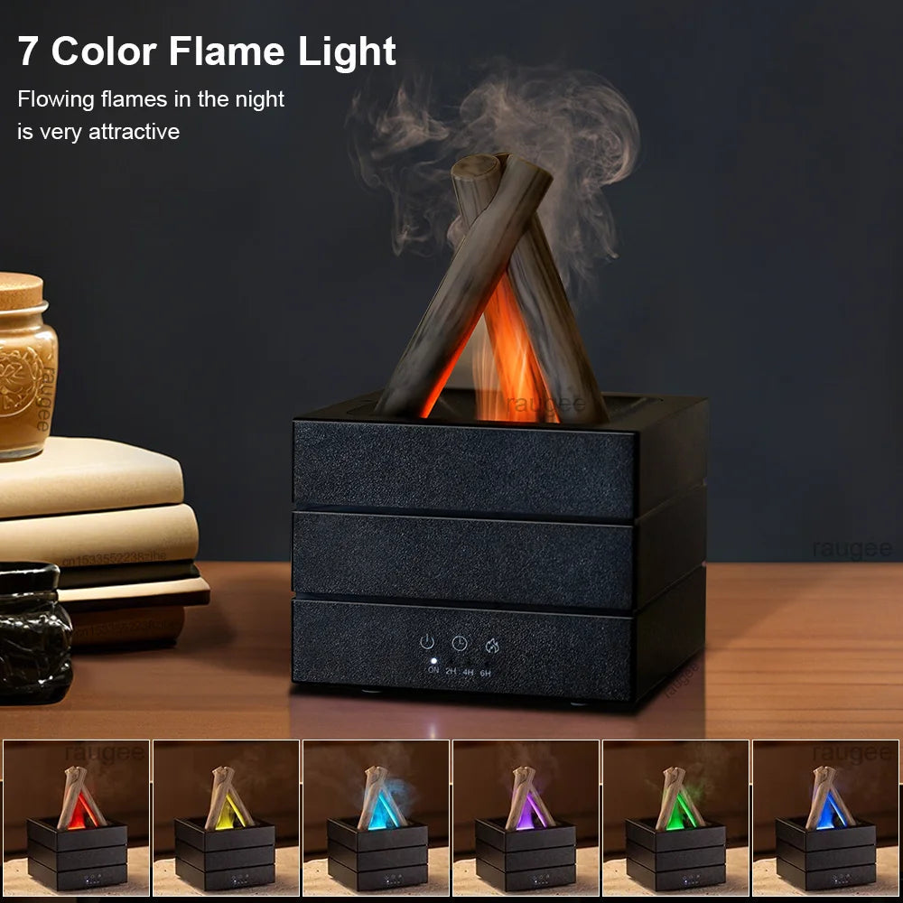 Belro Realistic Flame Aroma Diffuser and Humidifier in a sleek design, emitting a soft glow with mist for health and beauty ambiance.