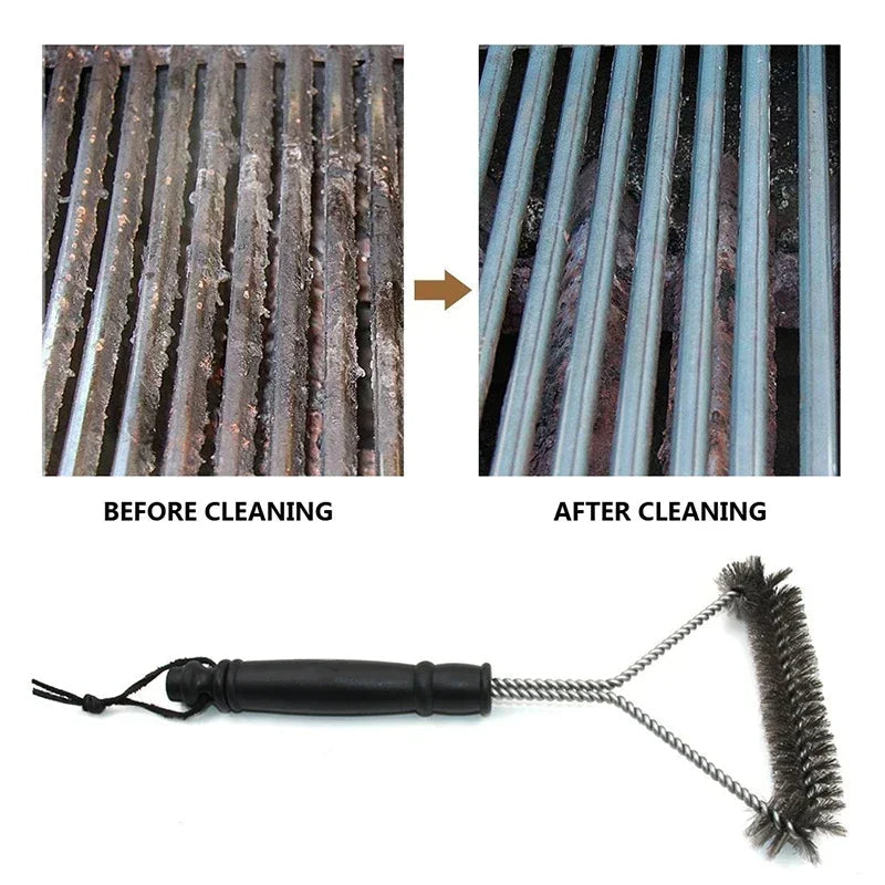 Belro stainless steel barbecue grill brush cleaner with metal bristles for easy grill cleaning, shown in close-up.