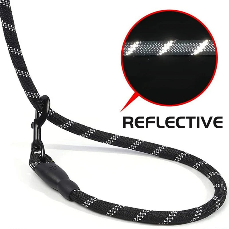 Reflective dog leash with padded handle by Belro, featuring bright reflective material for visibility during walks.