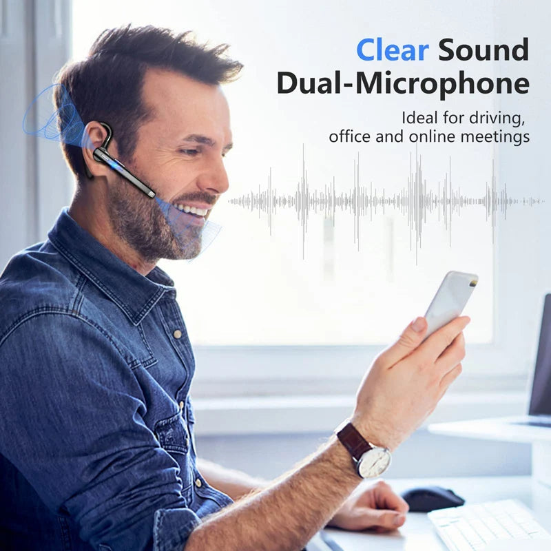 NordisHome Trucker Dual Mic Wireless Bluetooth 5.1 Noise-Cancelling Headset with earbud and microphone for clear audio.
