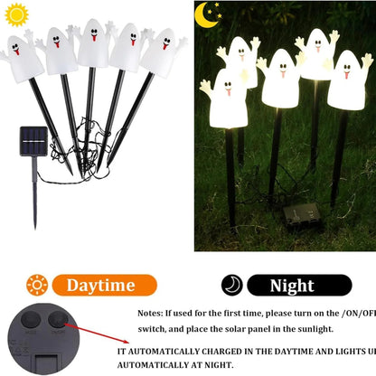 Belro lighted Halloween pumpkin and ghost solar decor set with umbrella accessories, featuring festive spooky designs and LED illumination.