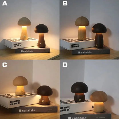 Belro mushroom night light bedside lamp illuminating a cozy bedroom with soft, ambient glow for relaxing evenings.