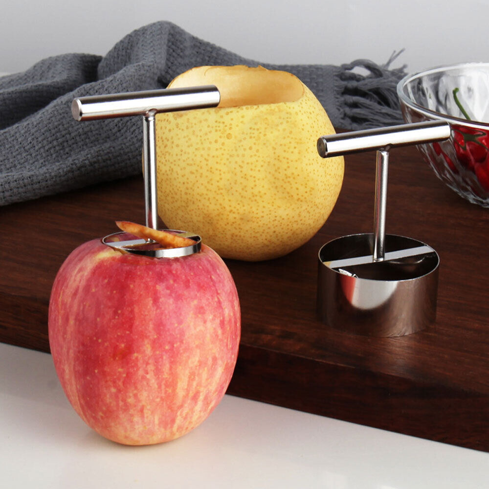 Stainless steel Belro multifunction apple and pear core separator kitchen tool showing its sleek design and metal blade.