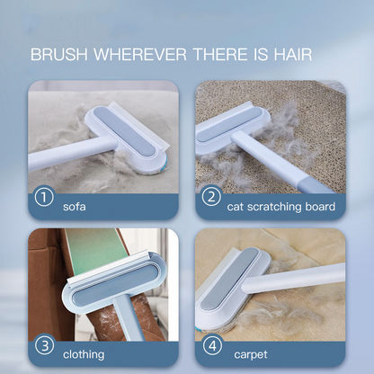 Belro 4-in-1 pet hair remover tool for dogs, showing multiple grooming attachments and a compact design.