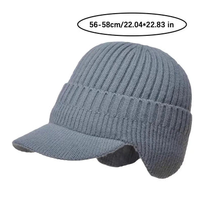 Belro men's knit ear cover winter hat with ear flaps, cozy knit fabric, designed for cold weather protection and style.